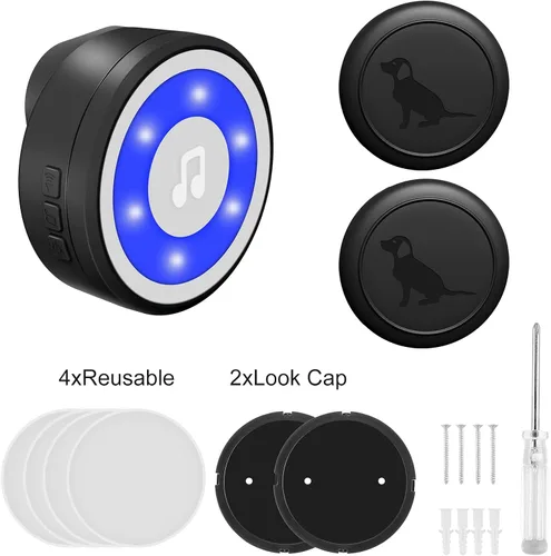 Vista 9 de MYPIN Timbre inalámbrico para perro, campanas de perro para entrenamiento de orinal IP65, impermeable, botón táctil, timbre de 1000 pies de largo