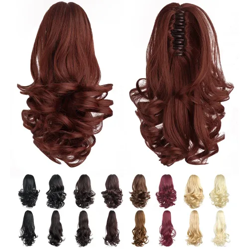 Vista 54 de Extensión de cola de caballo, 2 piezas, extensiones de cola de caballo negras de 22 pulgadas, extensiones de cabello sintético con clip de cola