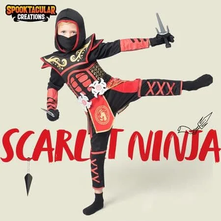 Vista 2 de Spooktacular Creations Disfraz de ninja escarlata para niño