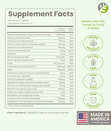 Vista 5 de BariSlim Cápsula multivitamínica bariátrica avanzada una vez al día, 45 mg de hierro, vitamina bariátrica para cirugía post bariátrica, incluyendo
