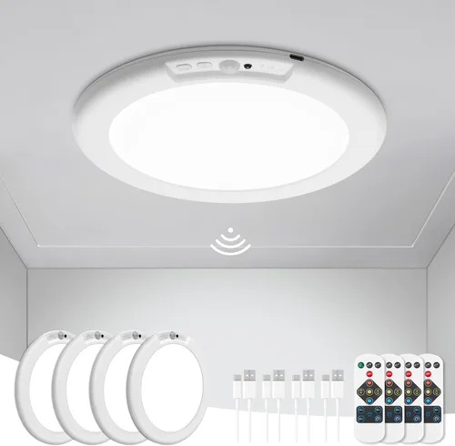 Vista 9 de wowatt: lámpara de techo recargable operada por batería, luz de sensor de movimiento para interiores, lámpara de ducha inalámbrica con mando a