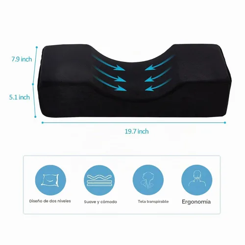 Vista 2 de Almohada Cómoda para Extensión de Pestañas, Almohada de Espuma Viscoelástica con Contorno Cervical para Soporte al Dormir, Almohada para Injerto