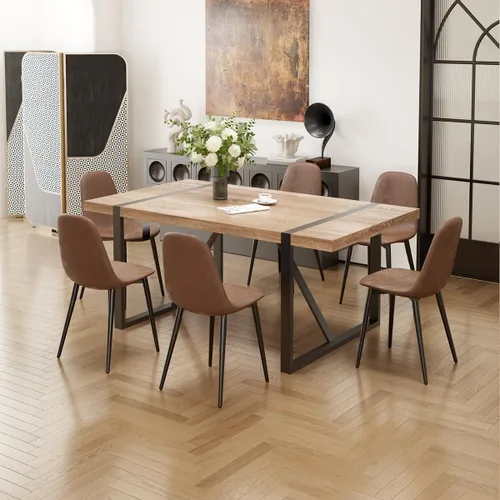 Vista 20 de Mesa de Comedor para 4-6, Mesa de Cocina de 55'', Mesas de Cocina y Comedor, Mesa de Comedor de Madera MDF con Patas de Metal para Sala de Estar