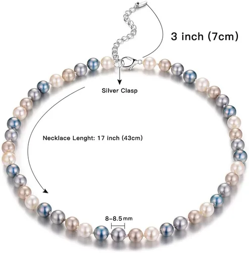 Vista 5 de BULINLIN - Gargantilla de cuentas con perlas, joyería de moda para cumpleaños, regalo para mujer