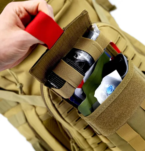 Vista 3 de Lightning X - Kit de primeros auxilios táctico IFAK MOLLE con tecnología Red Tab LXPB70-SKK - Bronceado