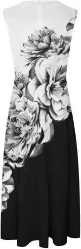 Vista 4 de Vestidos Novia fluidos Novia Vestido Rayas Plumas florales Mujer Vestido Mangas Cuello V Vestidos Largos Fiesta, K5-negro