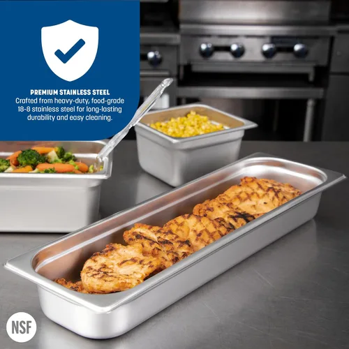 Vista 5 de Carlisle FoodService Products Durapan - Sartén larga de vapor para catering, hoteles y restaurantes, acero inoxidable, 1/2 tamaño 2.5 pulgadas