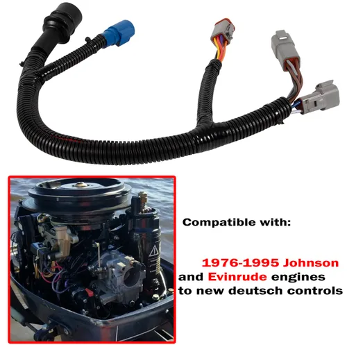 Vista 2 de Arnés adaptador de motor 423-6344, adecuado para conversión de motor Johnson/Evinrude 1976-1995 a nuevos controles