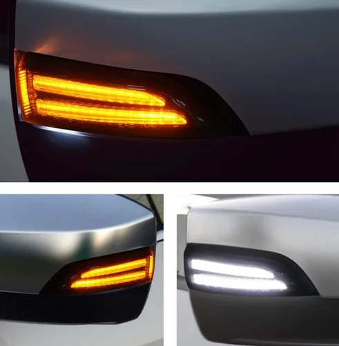 Vista 9 de iJDMTOY JDM Spec Blanco/Ámbar Switchback Intermitente Secuencial LED de Espejo Lateral DRL Conjunto de Luz de Señal de Giro Compatible con Subaru