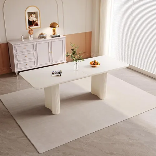 Vista 22 de Mesa de comedor de 63.14 pulgadas, mesa de cocina rectangular moderna, mesa de comedor para el hogar para cocina, bar, sala de estar, espacio Blanco