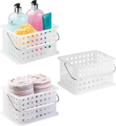 Vista 16 de iDesign - Organizador de ducha pequeño con asa, organizador de ducha portátil para dormitorio o baño, paquete de 3, color rosa