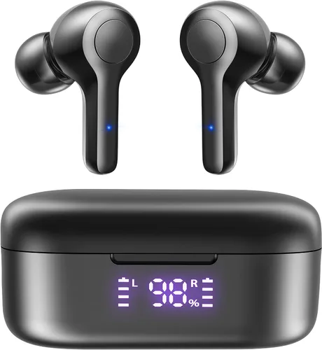 Vista 14 de MOZOTER Auriculares inalámbricos Bluetooth 5.3 deportivos, auriculares con sonido de graves profundos, 60 horas de reproducción, ajuste cómodo