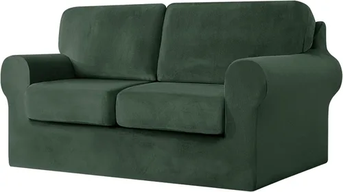 Vista 38 de UNBBRRL Fundas de sofá de 3 piezas para sofá, funda de terciopelo elástico para sillón con 1 funda de cojín de asiento y 1 funda de respaldo