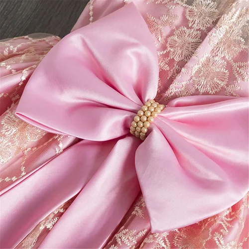 Vista 5 de NNJXD - Elegante vestido de princesa con cinturón de lazo de tul, de algodón y estampado de flores.