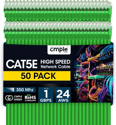 Vista 96 de Cmple - Cable Ethernet Cat5e de 1.5 pies, Cable Patch Ethernet UTP Cat 5e de 350 MHz, Cable LAN de red de 1 Gbps, conectores RJ45, compatible