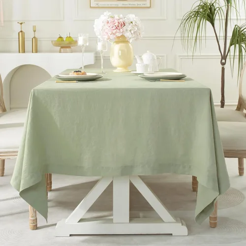 Vista 39 de Linen World - Mantel de lino de otoño de 90 x 60 pulgadas, mantel rectangular lavable de lino francés para comedor, al aire libre, bodas