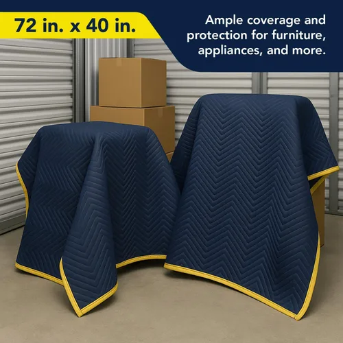 Vista 2 de Mantas móviles de 72 x 40 pulgadas, almohadillas acolchadas para muebles, mantas de embalaje, paquete de 2