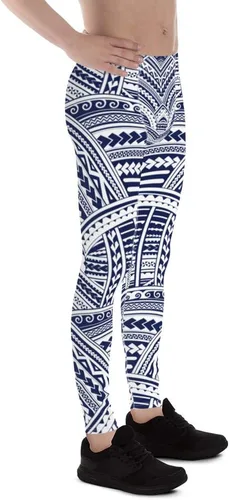 Vista 4 de Satori_Stylez - Mallas para hombre, polinesio, maorí, tatuaje impreso, Meggings Running Tights o Spats, pantalones BJJ