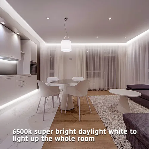 Vista 5 de dalattin Tira de luces LED blancas, tira de luz LED regulable de 40 pies, 6500 K, luz blanca brillante de 24 V, 720 LED 2835 cinta de luces