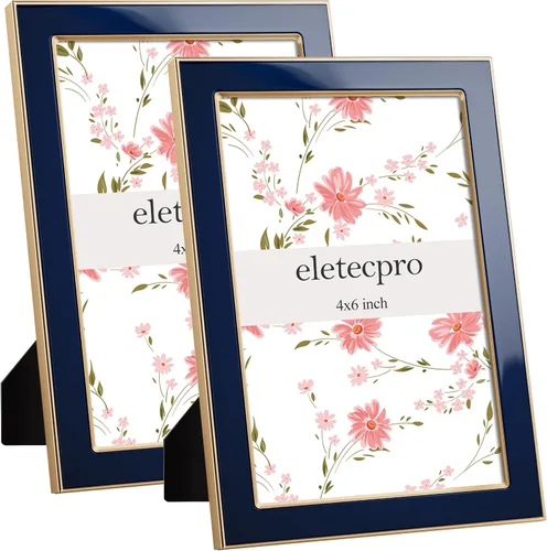 Vista 61 de eletecpro 4x6 Enamel Picture Frame with Real Glass Cover, Pink, 1-Pack Rosa con oro
