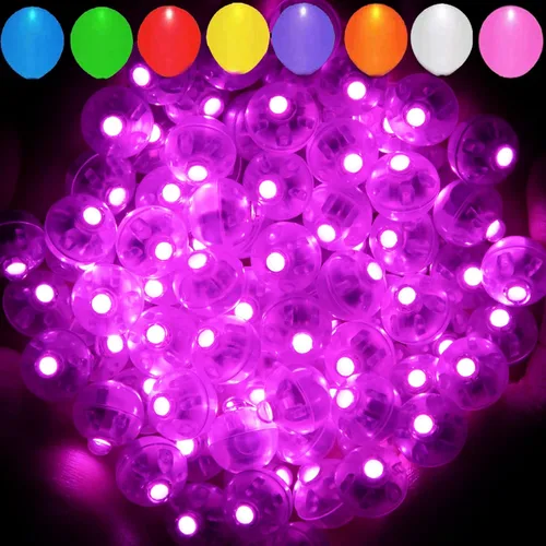 Vista 7 de Aogist - 50 mini luces de 10 colores, luz LED impermeable de largo tiempo de espera, funciona con pilas, lámpara de bola para globo, farol de papel