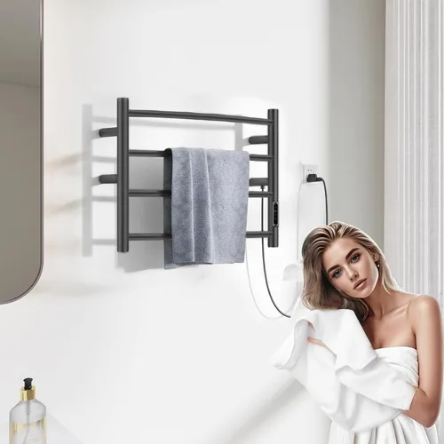 Vista 2 de Toalleros térmicos para baño, calentadores eléctricos de toallas para montar en la pared con temporizador y control de temperatura, calentador