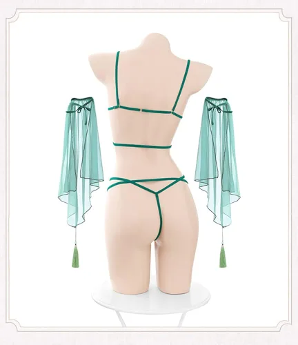 Vista 2 de Traje de juego de rol asiático sexy para mujer, disfraz de Hanfu Cheongsam de anime