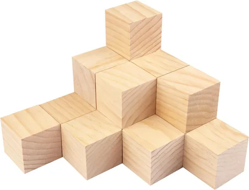 Vista 9 de 6 paquetes de bloques de madera para manualidades, cubos de madera de pino de 3.15 pulgadas, cubos de madera de 8 x 8 x 8 cm para pintar, estampar