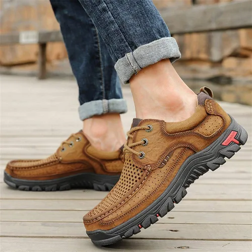Vista 3 de CHICLOVEY Zapatos de mochilero de agarre de alta tracción para hombre, zapatillas transpirables de verano para senderismo