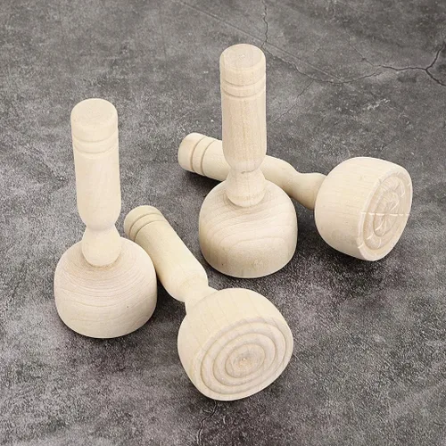 Vista 5 de OwnMy Juego de sellos de arcilla de madera, sellos de mango de masa de juego de madera, herramientas de cerámica con mango de madera, juego de 4