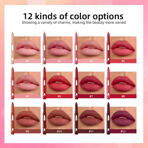 Vista 2 de Lápiz labial 2 en 1, delineador de labios, lápiz delineador de labios, lápiz labial delgado, brillo de labios de belleza, lápiz labial mate de punta