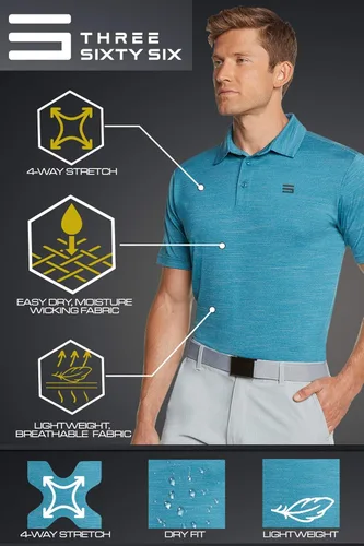 Vista 5 de Three Sixty Six - Camisetas de golf para hombre material Dry-Fit polo de manga corta con cuello atlético y casual