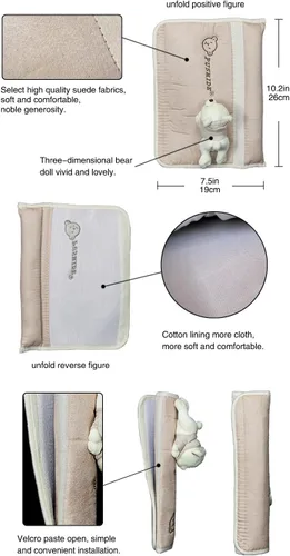 Vista 5 de Tianmei - Funda para cinturón de seguridad de coche con acolchonado en el hombro (2 unidades)