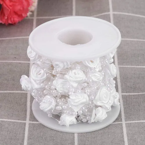 Vista 3 de Rollo de cuentas de perlas, 32.8 ft/rollo de perlas artificiales, cuerda conectada para decoración de fiesta de boda, guirnalda de árboles