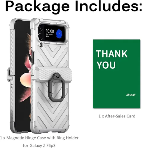 Vista 7 de Miimall Funda compatible con Galaxy Z Flip 3, Samsung Z Flip 3, soporte de anillo ultra protector a prueba de golpes, carcasa duradera para Galaxy Z