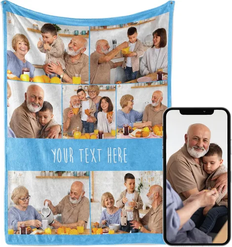 Vista 22 de Manta personalizada con imagen, se envía al día siguiente, impresa en Estados Unidos, manta de fotos personalizada, colores vibrantes, suave