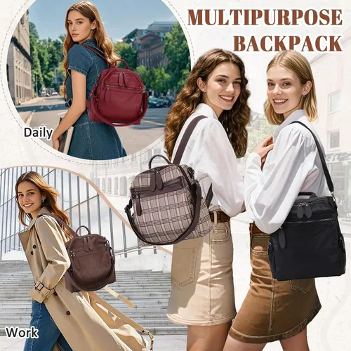 Vista 7 de VX - Bolso mochila de piel sintética para mujer, diseño convertible a la moda, 2 modos de uso