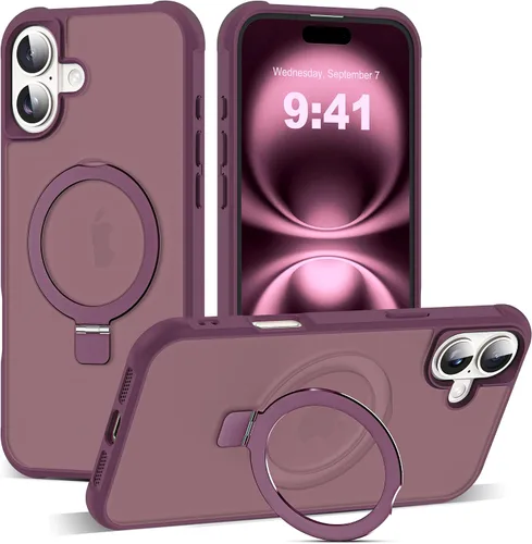 Vista 124 de SKYLMW - Funda compatible con iPhone 11 de 6.1 pulgadas, con soporte magnético invisible tipo anillo, funda translúcida de grado militar, compatible