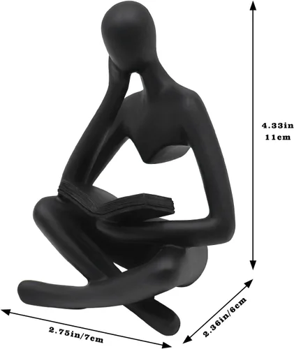 Vista 6 de Estatua de mujer de lectura, esculturas de pensador, adorno de arte abstracto, decoración de figura estética moderna, adecuada para el hogar, sala