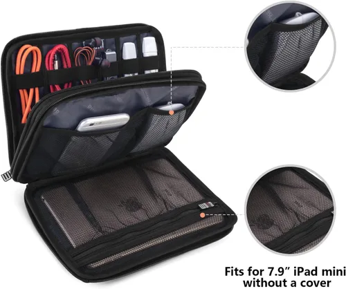 Vista 3 de Organizador de equipaje con doble capa para viajes BUBM, para llevar dispositivos y accesorios electrónicos., gris, 2 capas M Bolsa de viaje