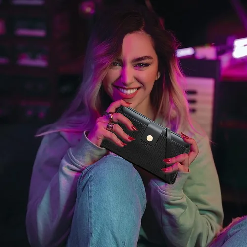 Vista 7 de Cartera cruzada para teléfono celular para mujer con protección RFID y múltiples ranuras para tarjetas