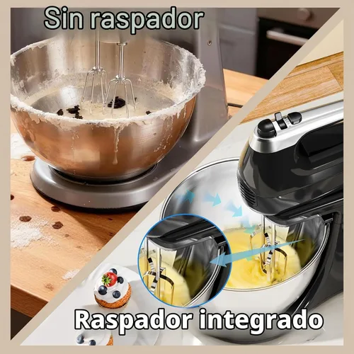 Vista 7 de Batidora de pie 2 en 1 de 4.8 cuartos de galón, batidora de cocina eléctrica con tazón giratorio automático y cabezal inclinable, máquina de hornear