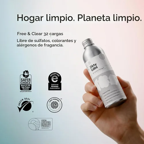 Vista 3 de Dirty Labs Sin olor Detergente bio-líquido para ropa 32 cargas (8.6 onzas líquidas) Hiperconcentrado Alta eficiencia y lavado a máquina