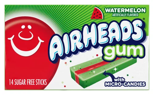 Vista 5 de Airheads Caramelos, goma de mascar sabor a limonada de frambuesa, sin azúcar, xilitol, 14 barras por paquete, caja de 12 paquetes