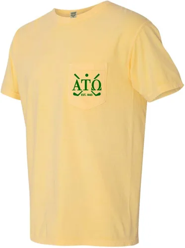 Vista 2 de Alpha Tau Omega ATO Fraternity Golf Comfort Colors Camisa de bolsillo