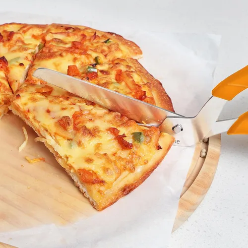 Vista 5 de Asdirne Tijeras para pizza, cortador de pizza con hoja afilada de acero inoxidable de grado alimenticio y mango suave, tijeras de cocina