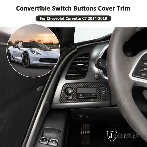 Vista 4 de Panel de botón para interruptor de faros de automóvil para Chevrolet Corvette C7 2014-2019 convertible, accesorios interiores (fibra de carbono)