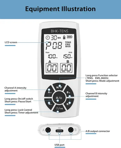 Vista 3 de Estimulador Muscular EMS para Terapia de Alivio del Dolor, Máquina de Unidad Electrónica EMS TENS para Alivio del Dolor de Hombro, Masajador TENS