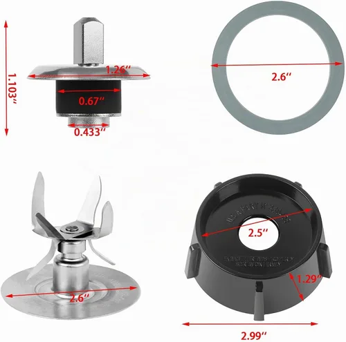 Vista 6 de 6 Point Fusion Blade 4980 & 4902 Blender Jar Bottom & 2 Piezas Junta de sello de goma y acoplamiento Stud Slinger Pin Kit piezas de repuesto