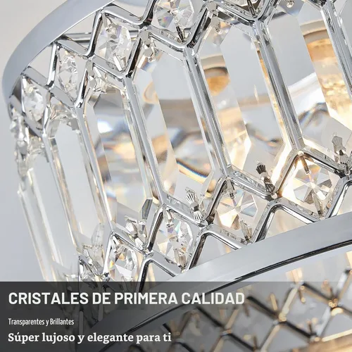 Vista 6 de YURNYQ - Lámpara de techo de cristal cromado, 1 luz, 9.05 pulgadas Modern Semi Flush Mount Ceiling Light, Hallway Lighting Fixtures Ceiling Lamp